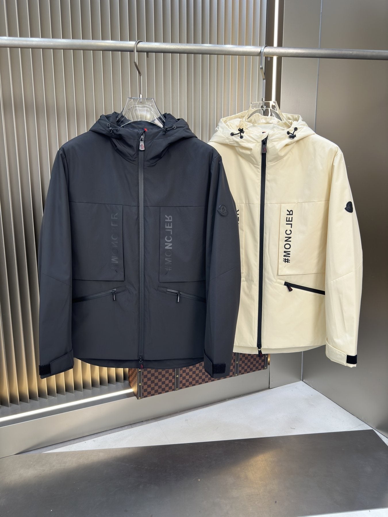 Moncler Hooded Zip-Front Panel Jacket — comparison