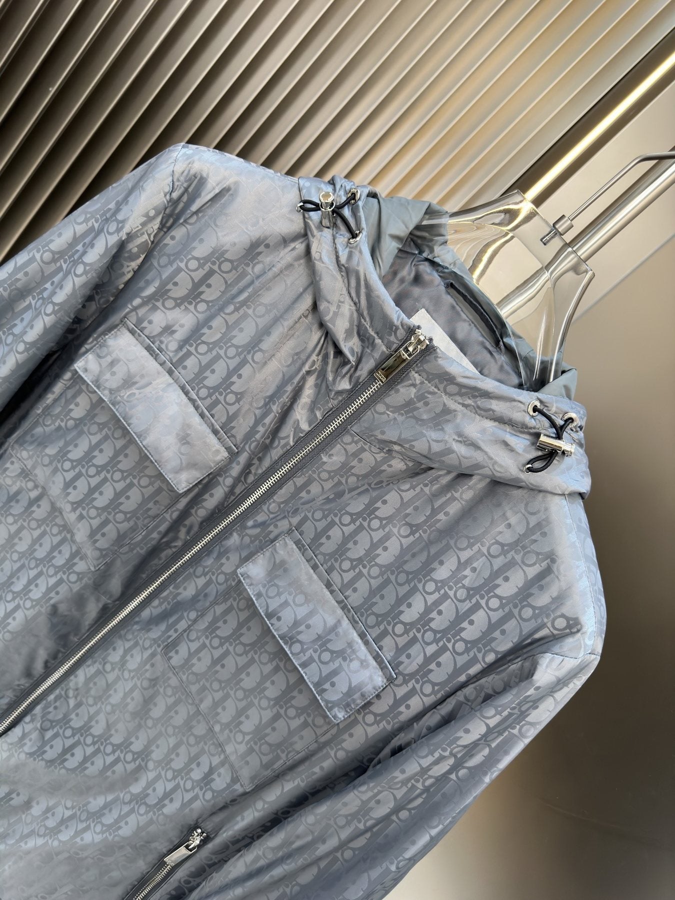 Dior Tonal Monogram Hooded Jacket — detail