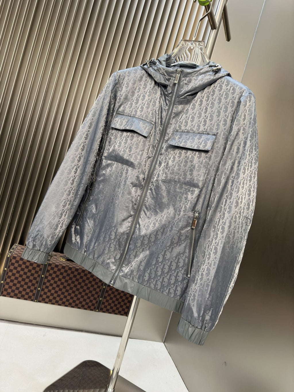 Dior Tonal Monogram Hooded Jacket — front