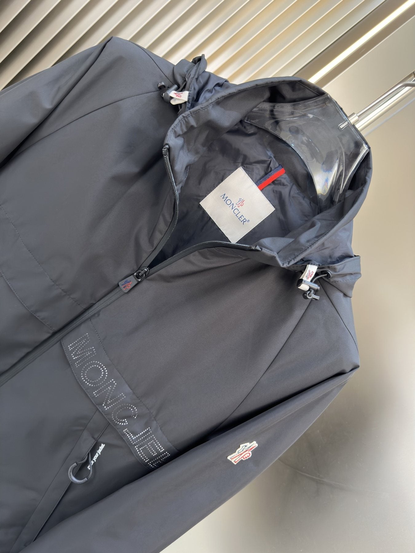 Moncler Hooded Zip-Front Jacket — detail