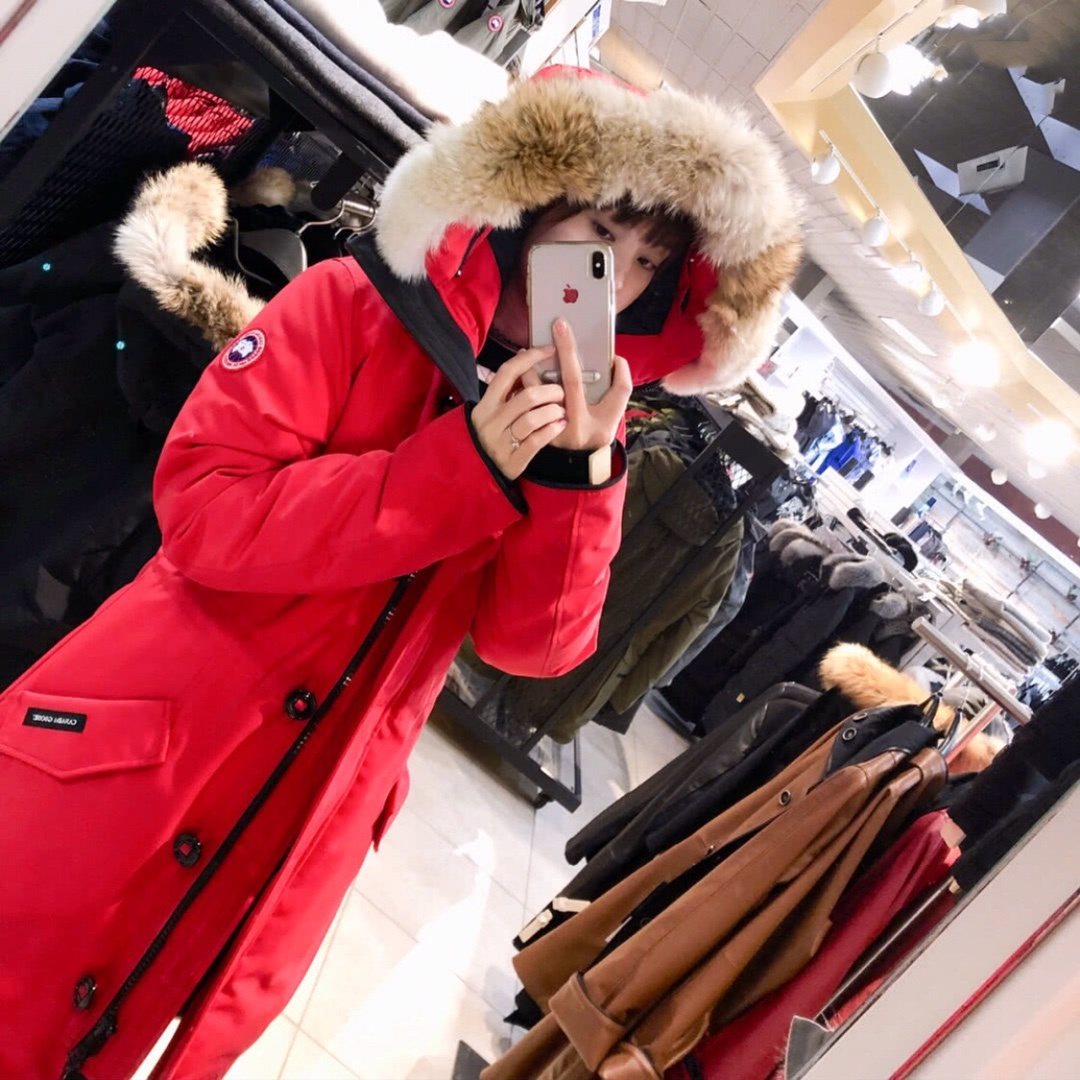 Canada Goose Women's Hooded Fur-Trim Long Down Jacket — context