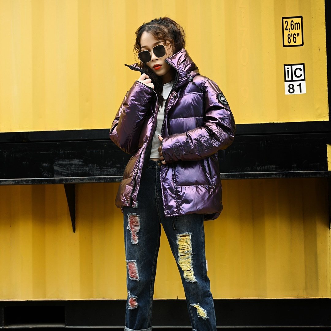 Canada Goose Iridescent Purple Hooded Puffer Jacket — context