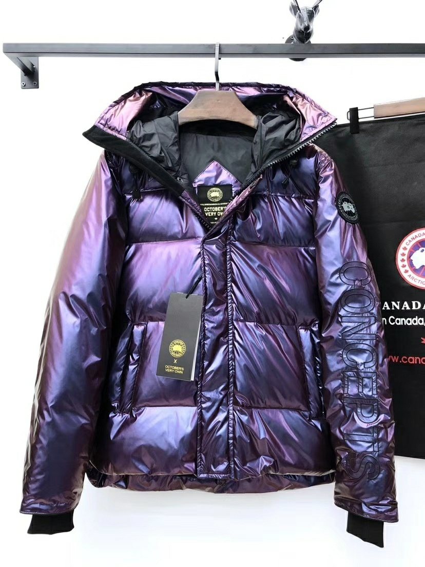 Canada Goose Iridescent Purple Hooded Puffer Jacket — hang_tag