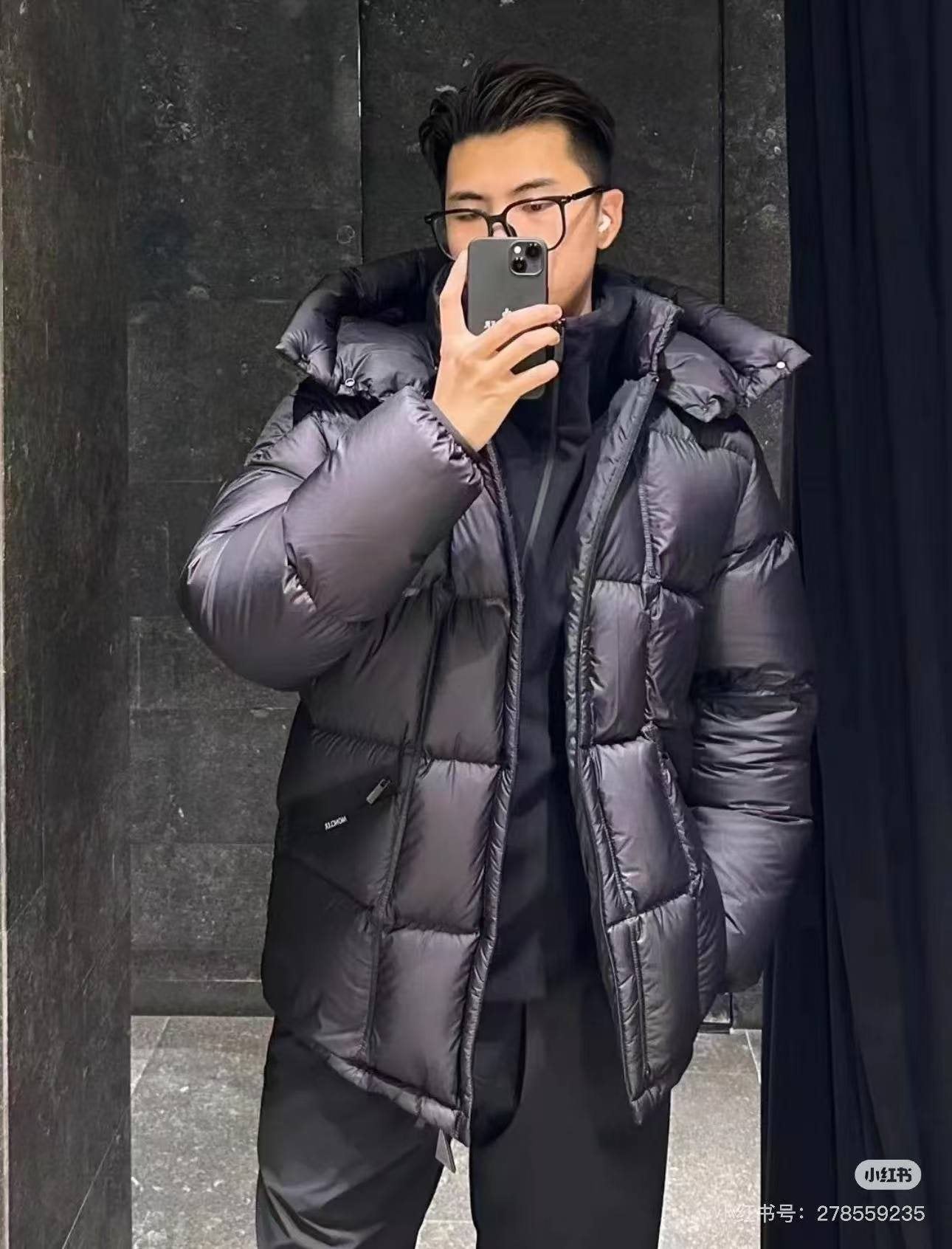 Moncler Black Quilted Hooded Puffer Coat — model