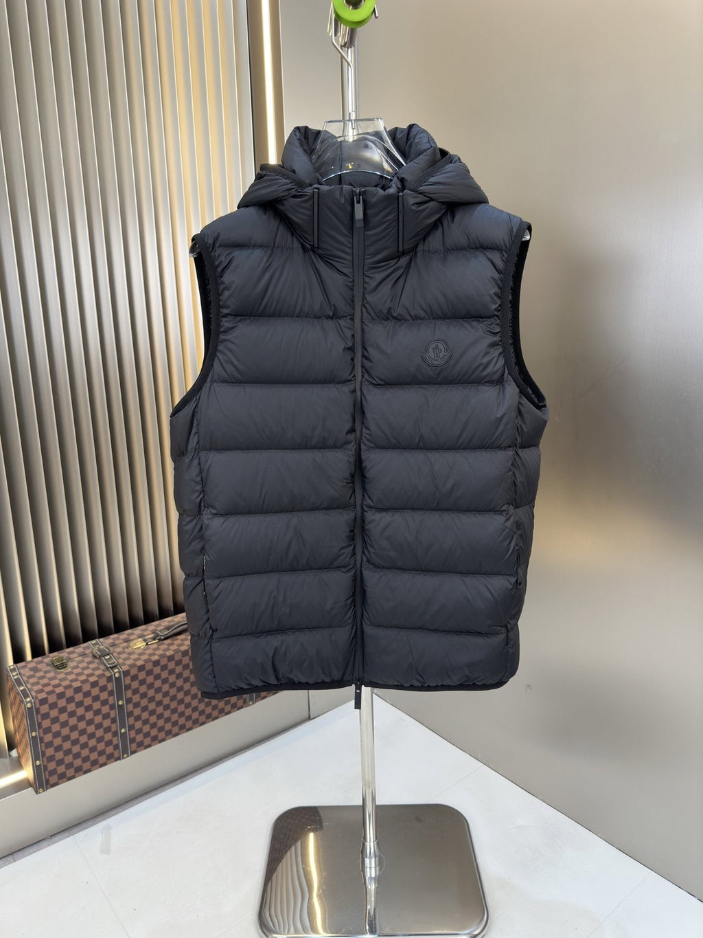 Moncler Black Hooded Quilted Down Vest — hero