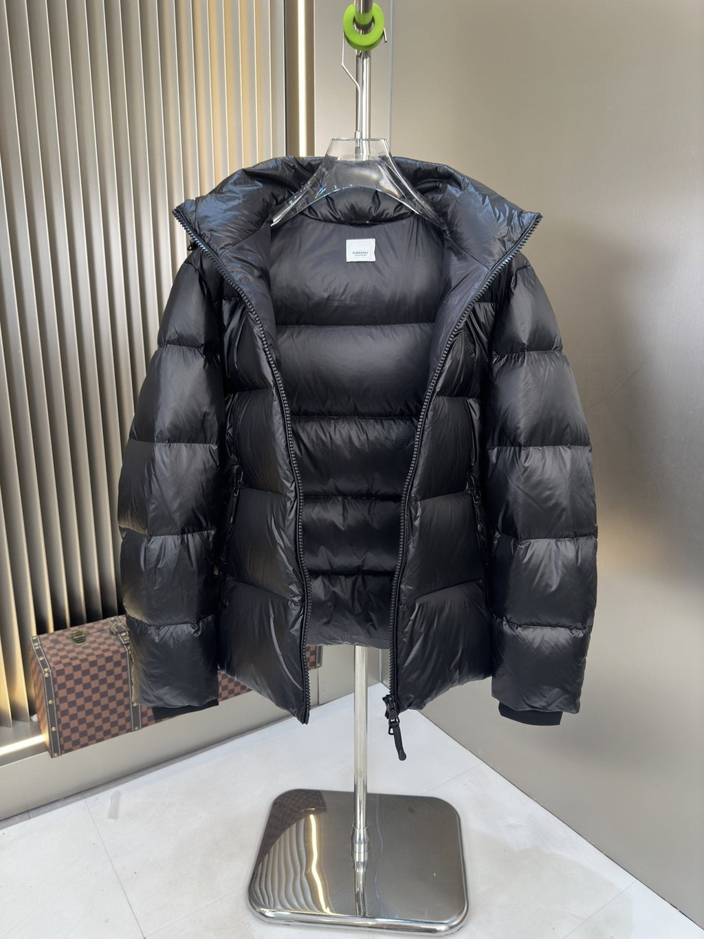 Burberry Black Hooded Puffer Jacket — front