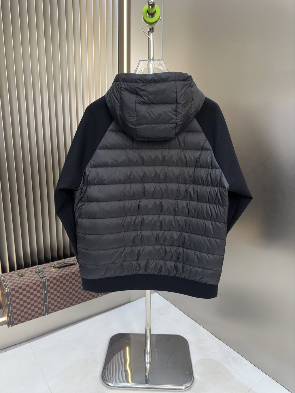 Prada Black Hooded Quilted Puffer Jacket — back