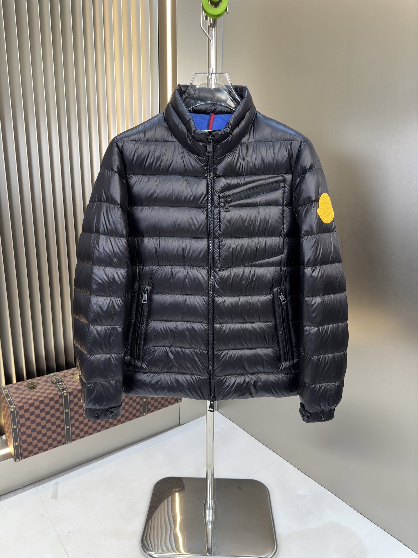 Moncler Black Quilted Puffer Coat with Contrast Lining — hero