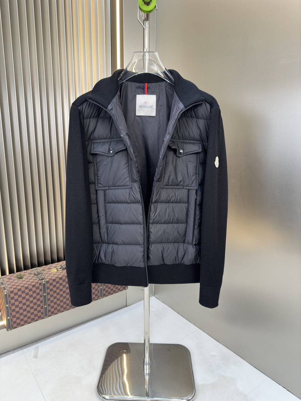 Moncler Padded Knit-Sleeve Jacket — front