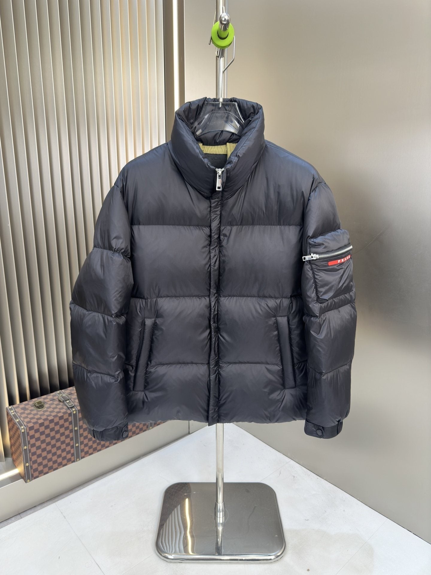 Prada Black Quilted Puffer Jacket with Contrast Lining — hero