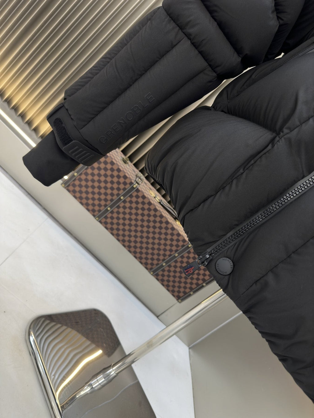 Moncler Quilted Hooded Puffer Coat — fabric_closeup