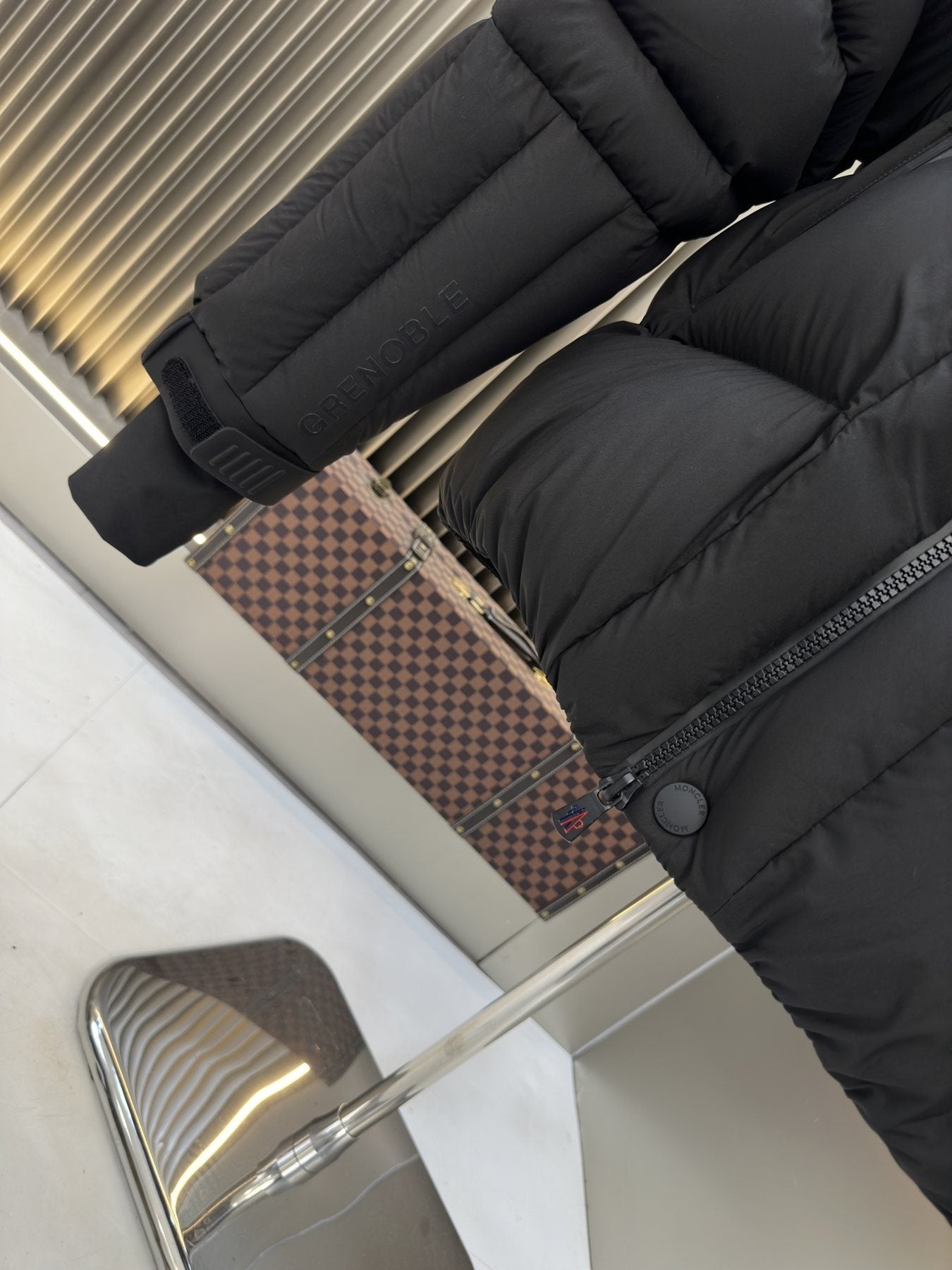 Moncler Quilted Hooded Puffer Coat — fabric_closeup