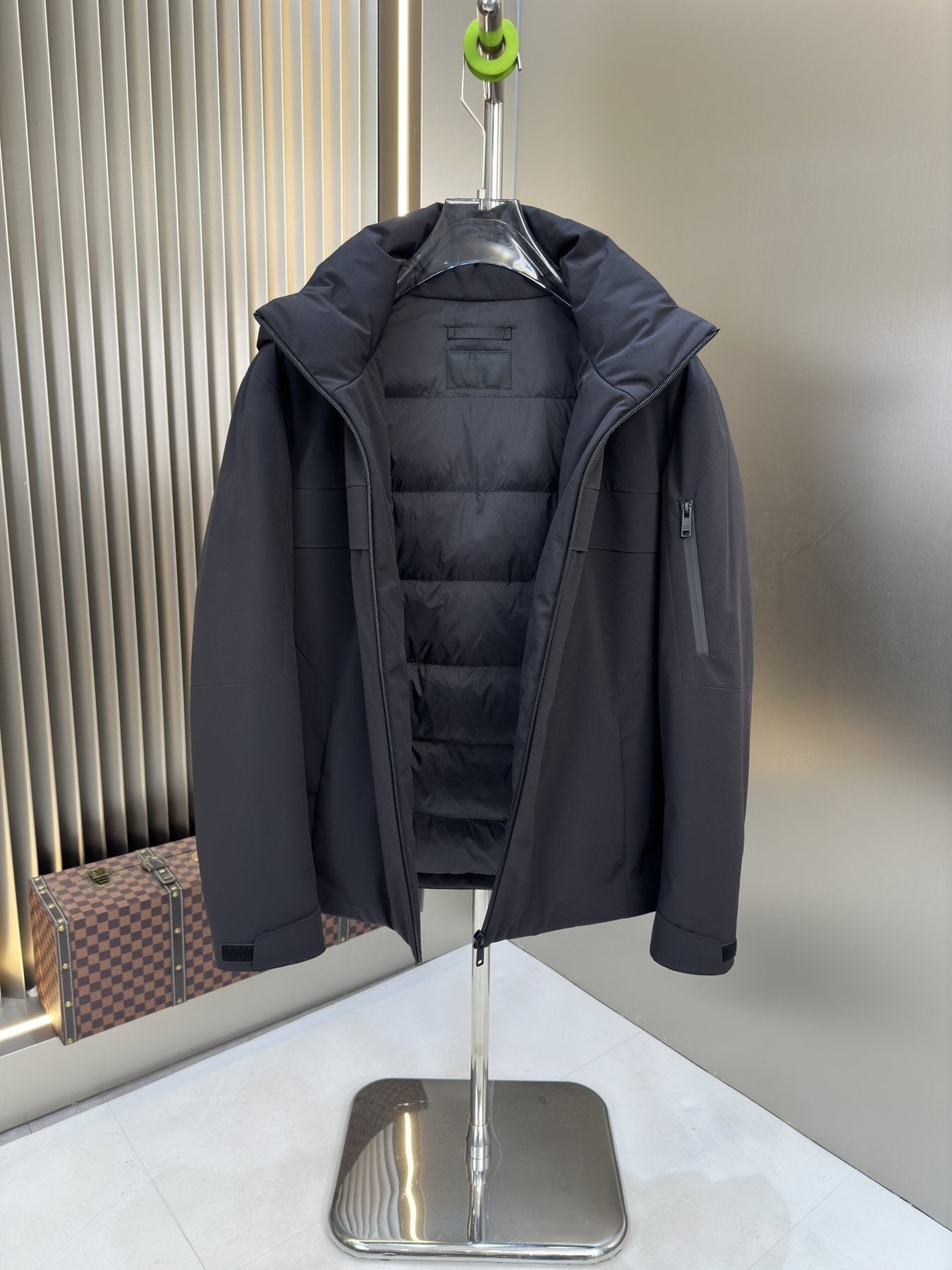 Prada Black Hooded Insulated Jacket — front