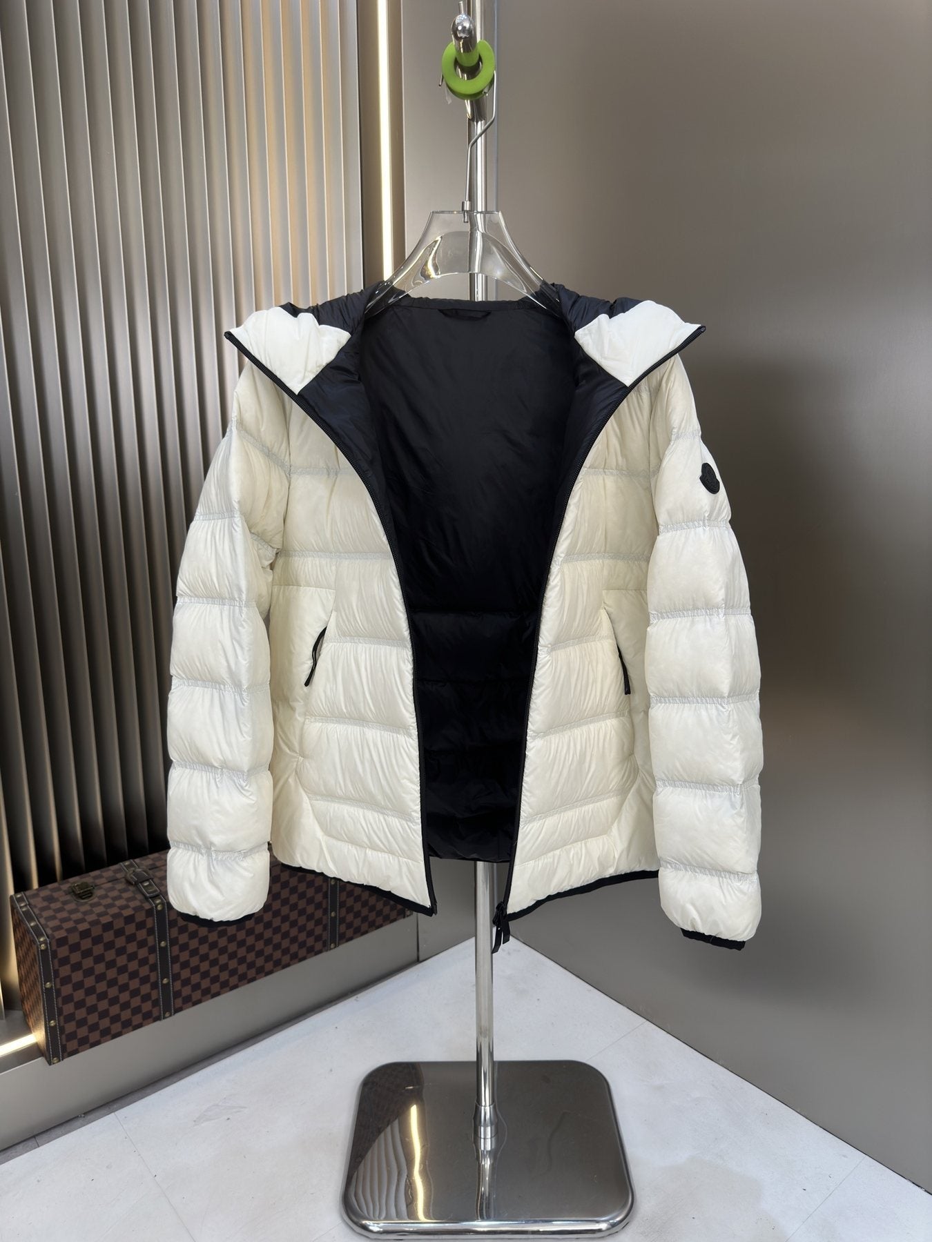 Moncler Hooded Reversible Puffer Coat — detail