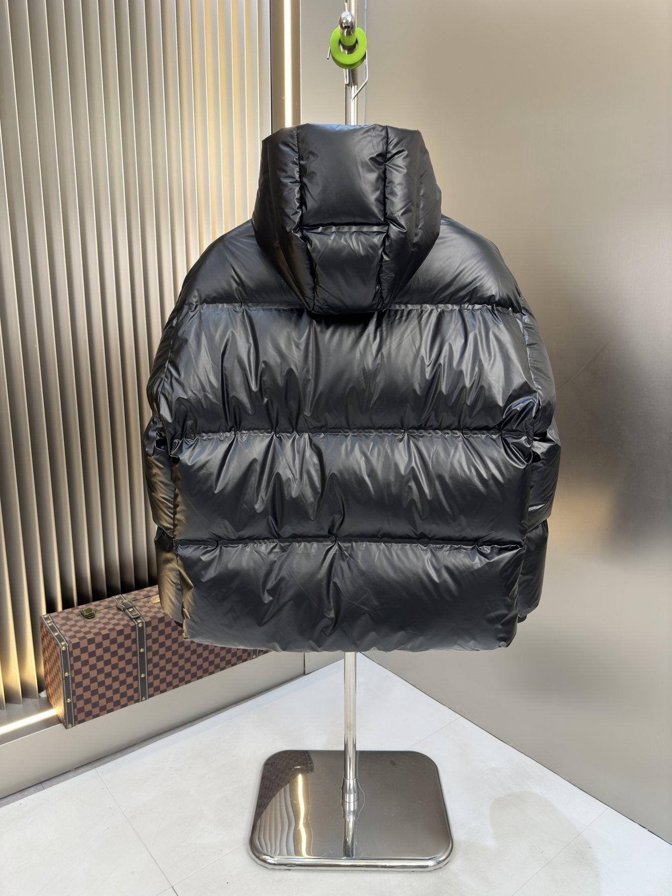 Prada Black Hooded Quilted Puffer Jacket — back