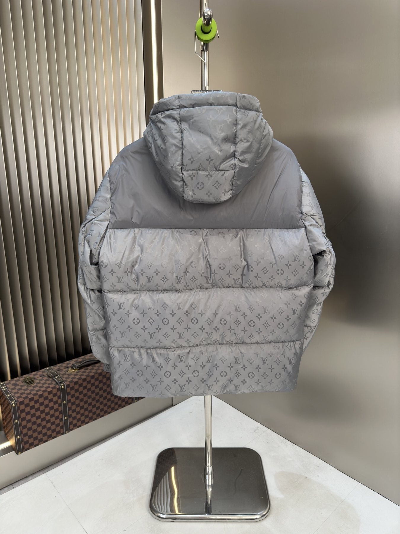 LV Hooded Tonal Monogram Puffer Coat — back