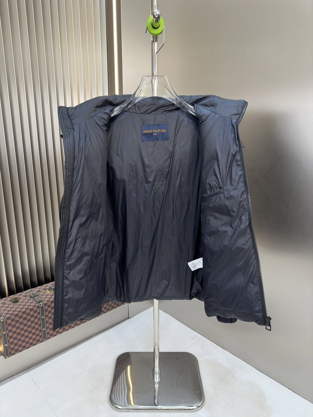 LV Hooded Tonal Monogram Puffer Coat — neck_label