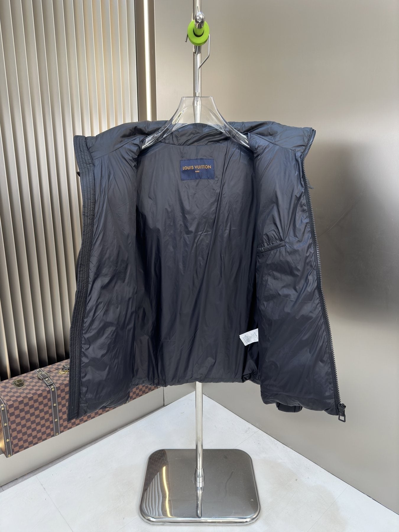 LV Hooded Tonal Monogram Puffer Coat — neck_label