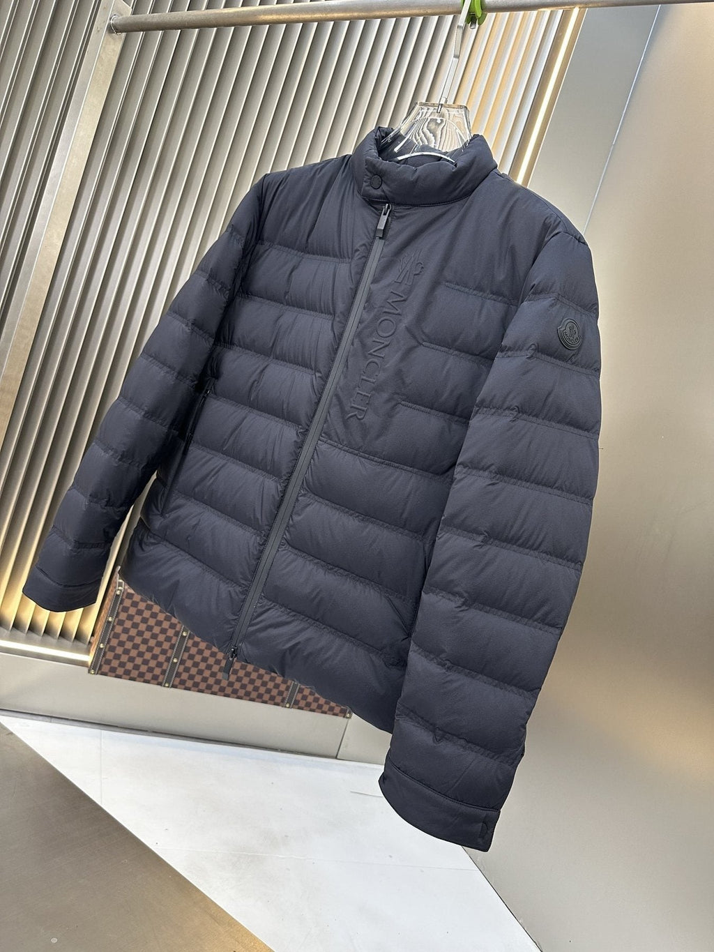 Moncler Navy Quilted Puffer Coat — front