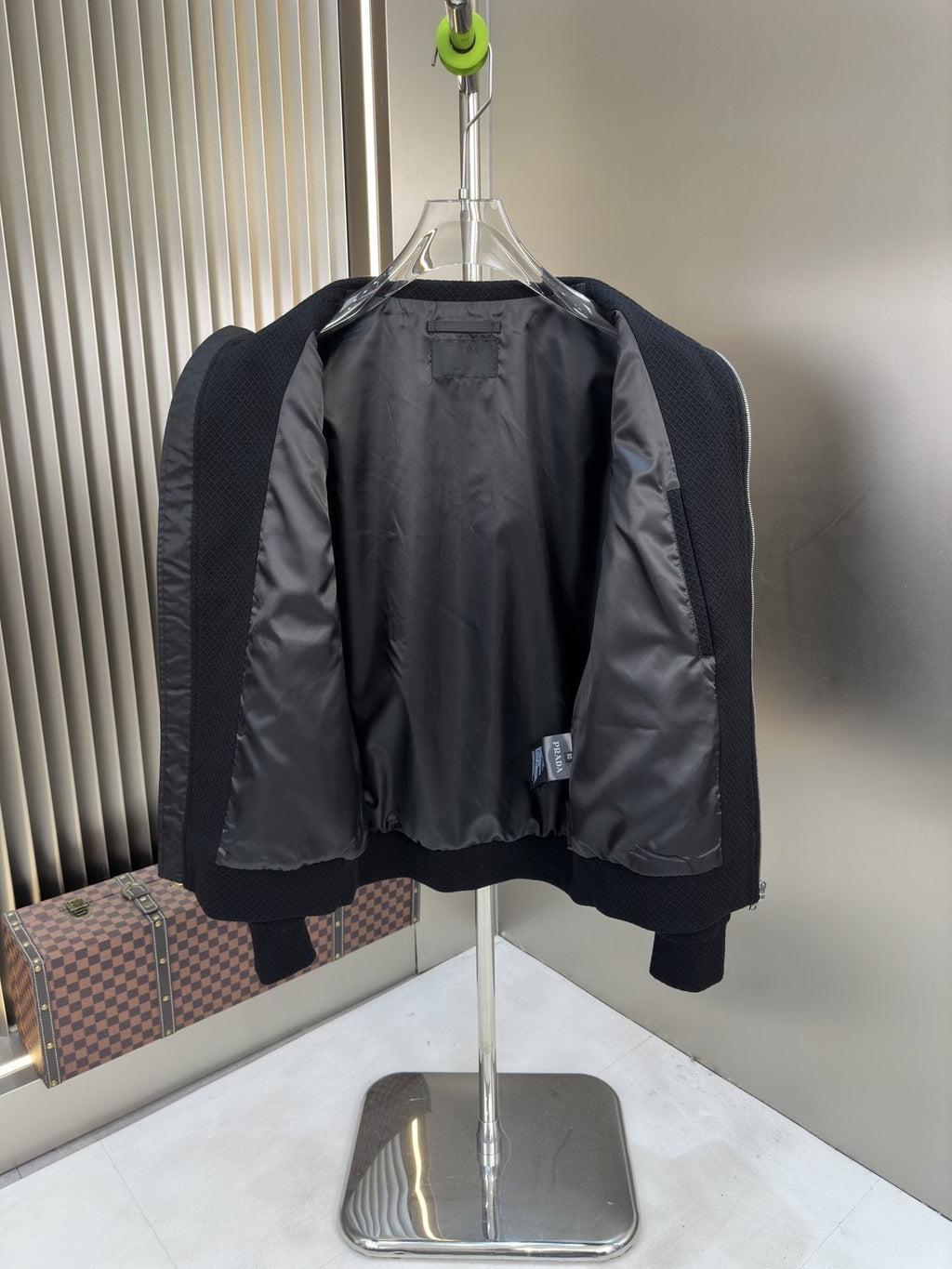 Prada Black and Gray Panel Zip-Front Jacket — detail