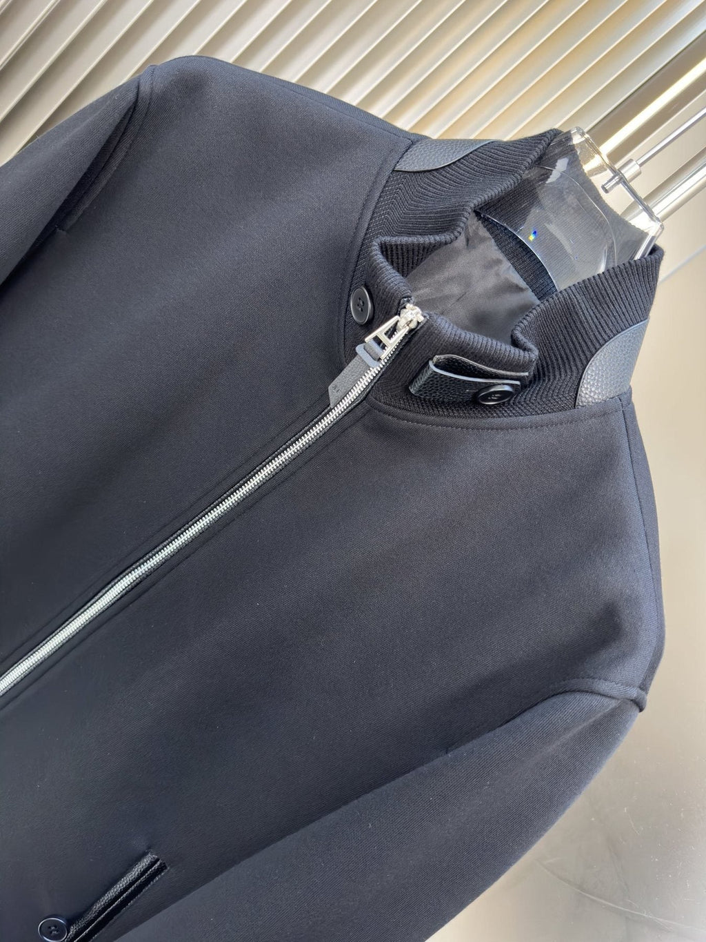 Prada Navy Zip-Front Jacket — detail
