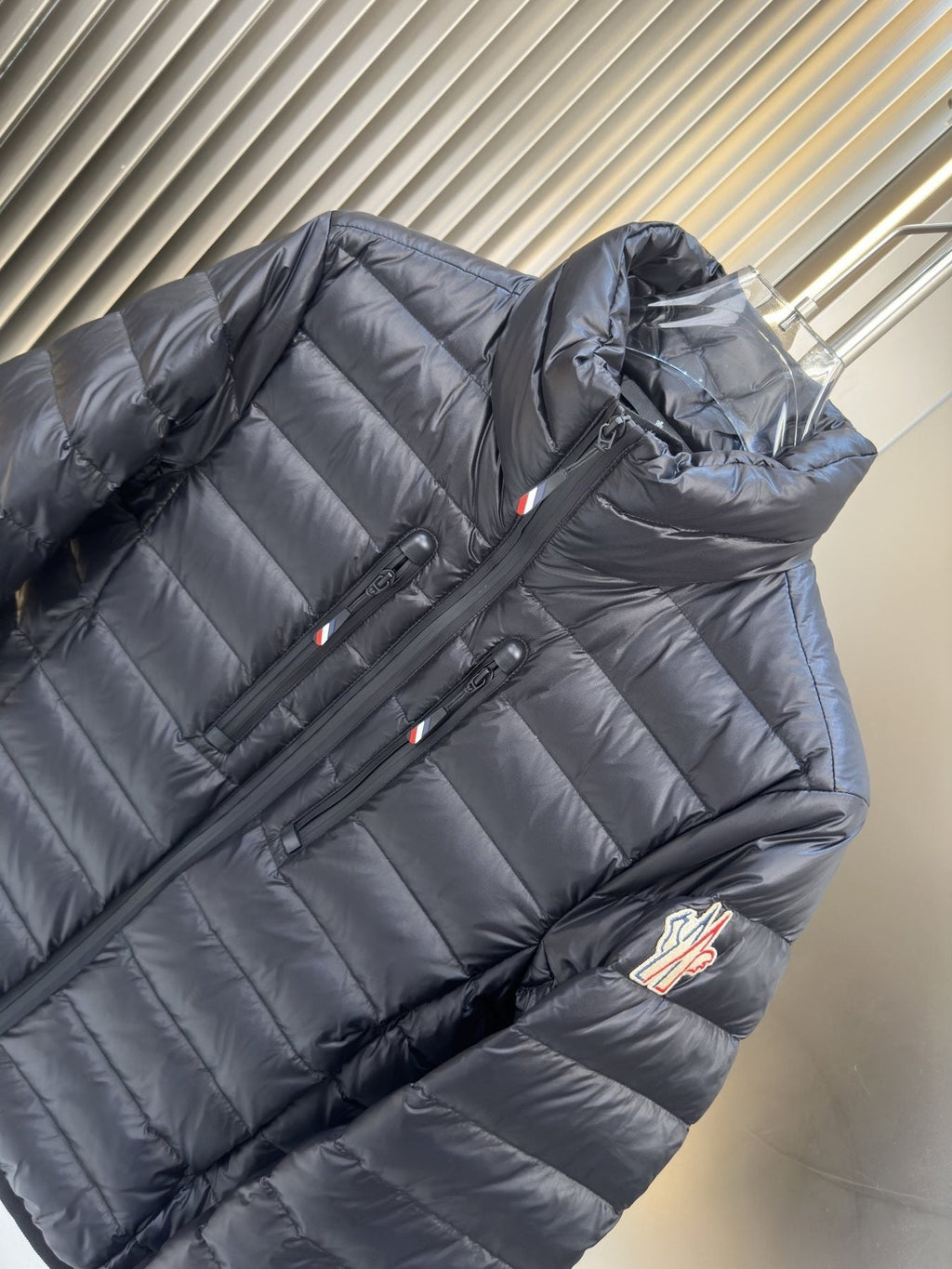 Men Moncler coat Black Quilted Zip-Front Puffer Jacket — detail