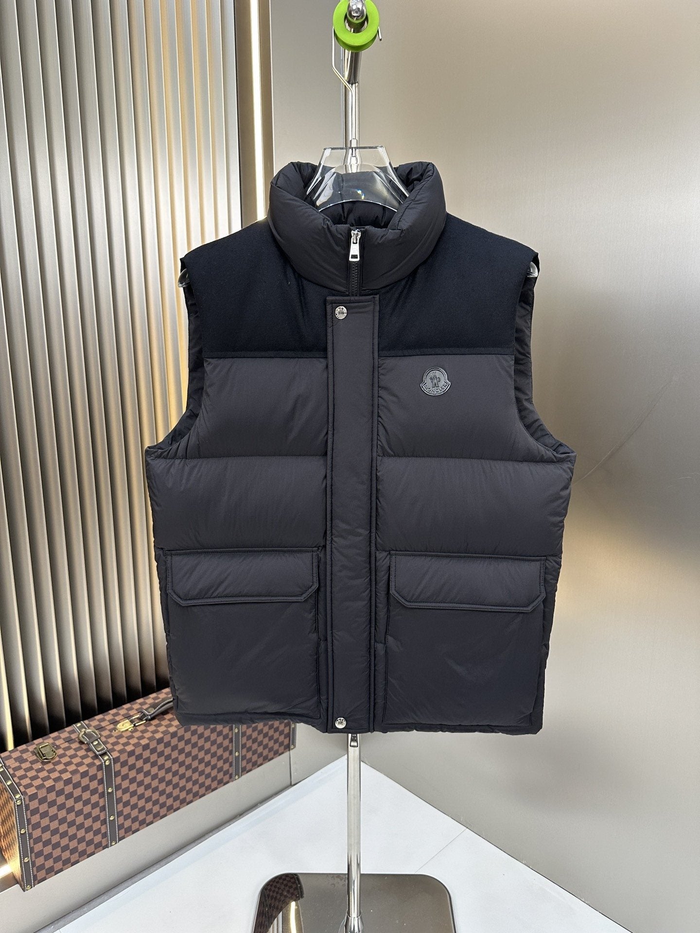 Moncler Navy Quilted Down Vest — hero