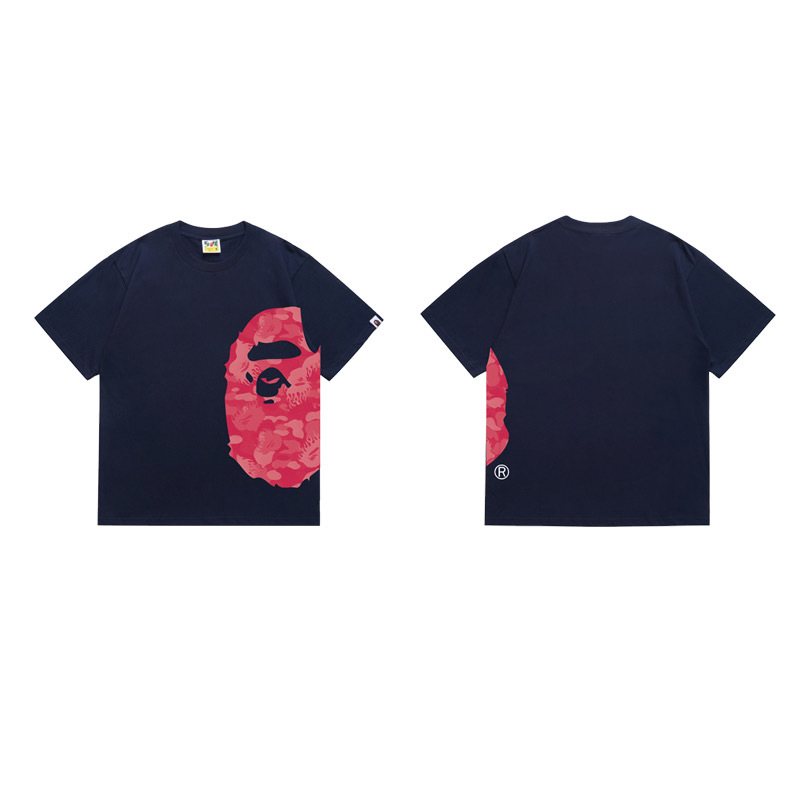 BAPE Pink Ape Face Side Graphic T-Shirt — front