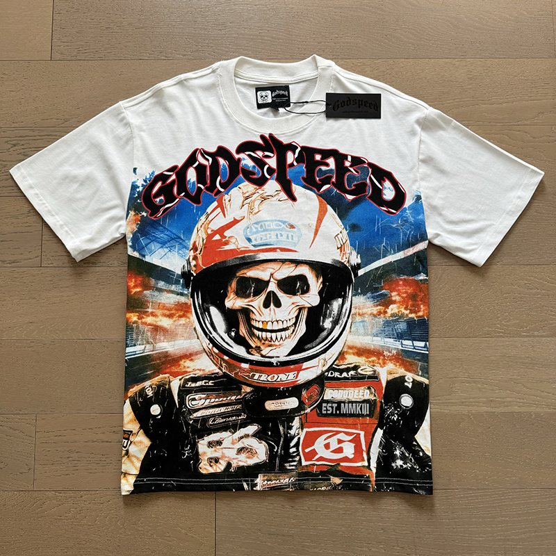 Godspeed Racer Skull Graphic T-Shirt — front