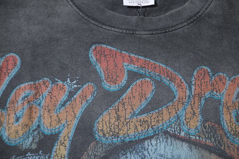 VALE USA Washed Black Graphic T-Shirt — detail