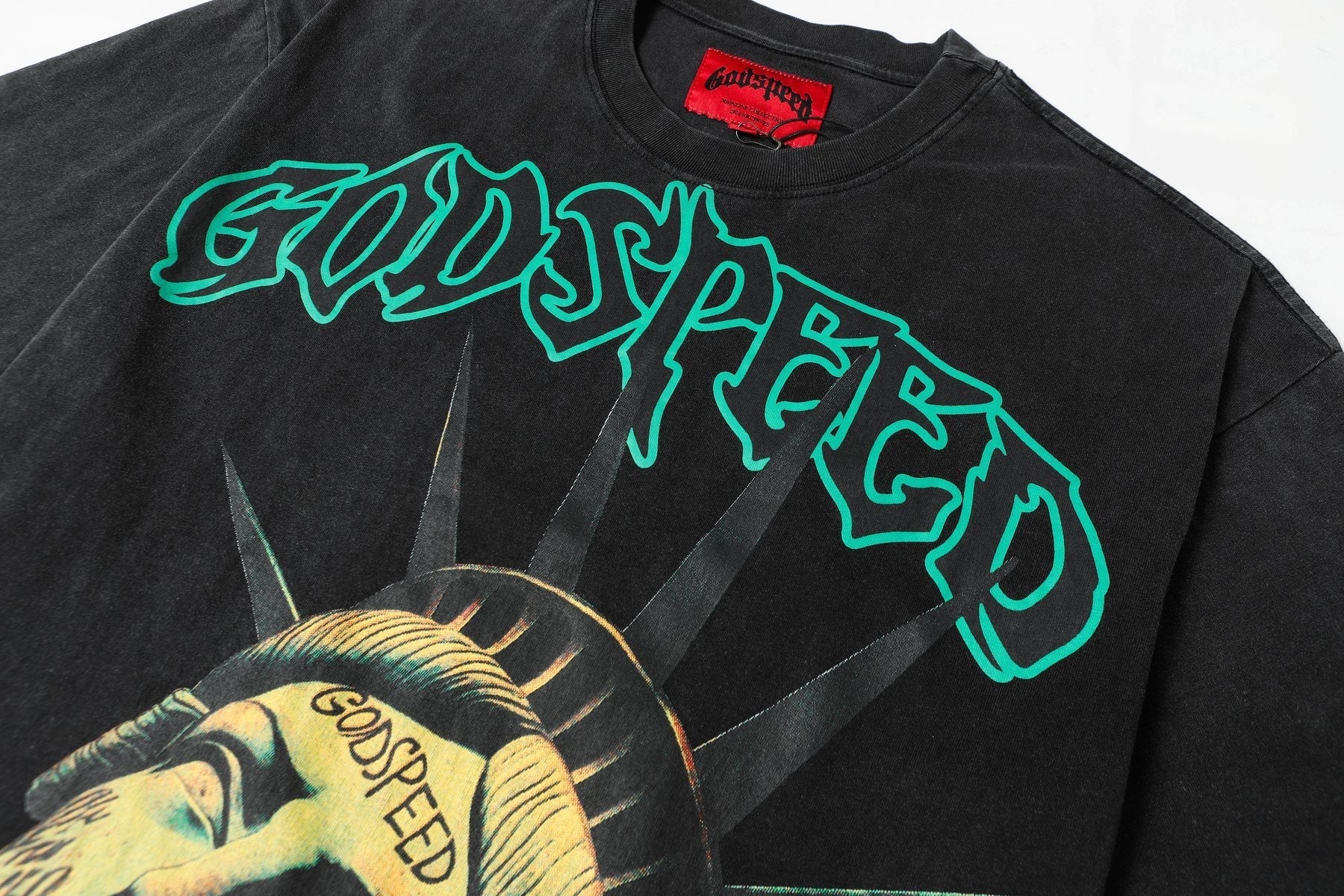 Godspeed Washed Black Rock Graphic T-Shirt — detail