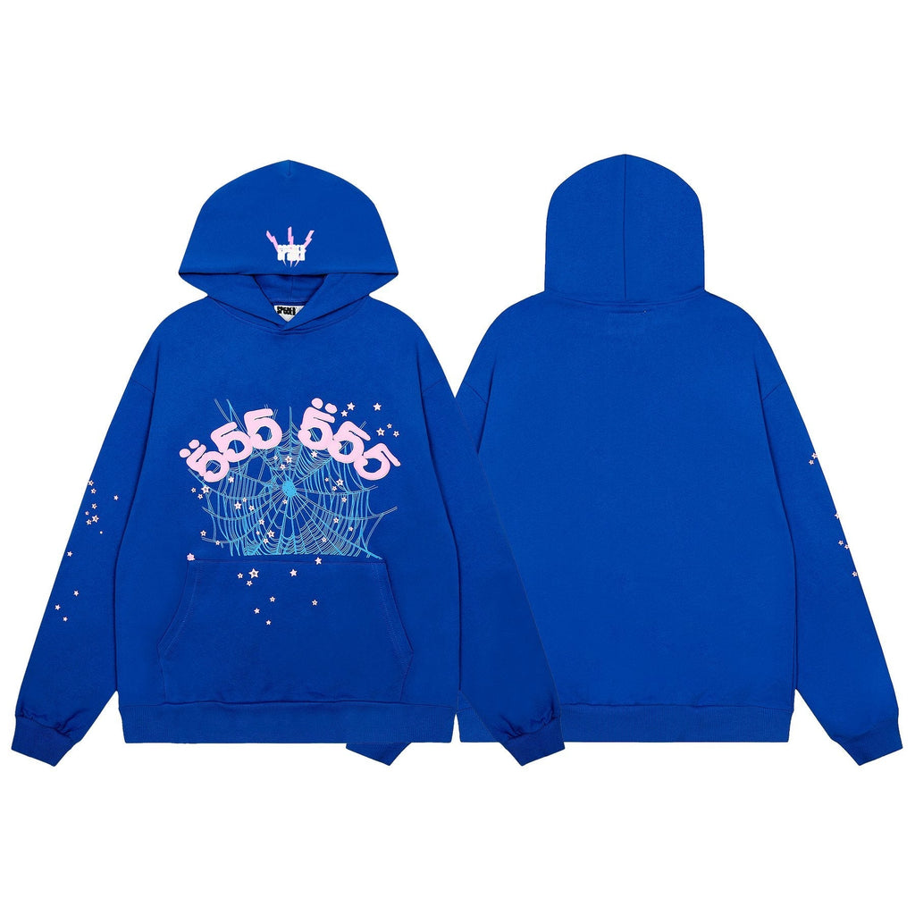 Sp5der Spiderweb Graphic Hoodie & Sweatpants Matching Set — front