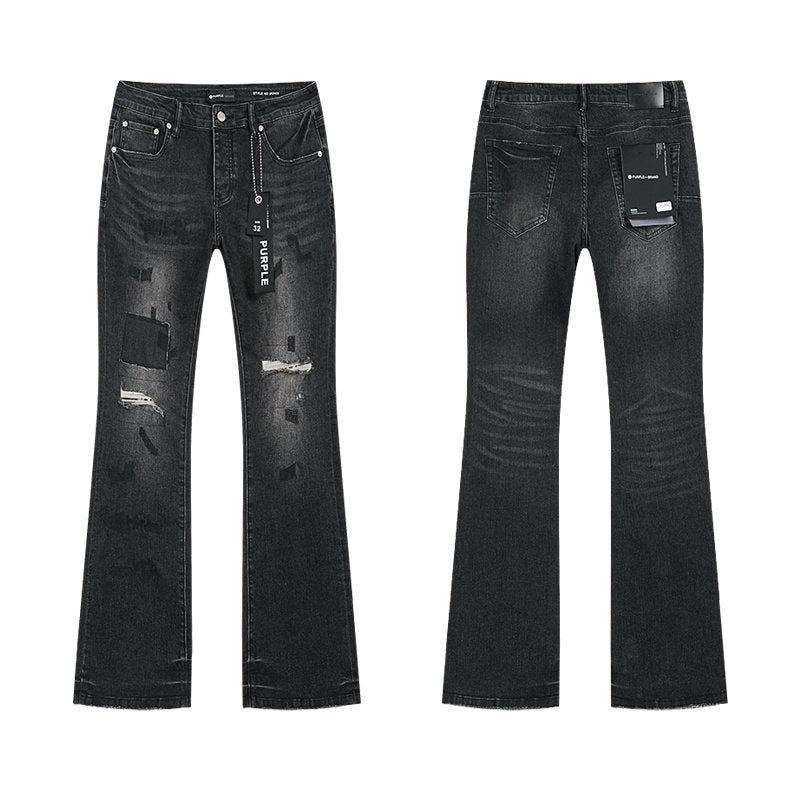 Purple Brand Black Distressed Bootcut Jeans — hero