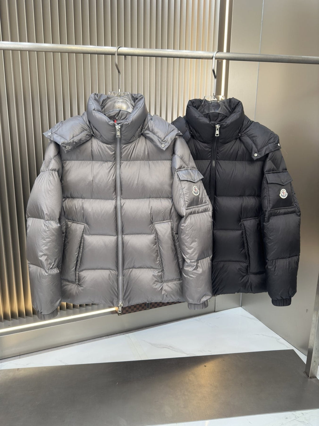 Men Moncler coat Hooded Quilted Puffer Jacket — comparison