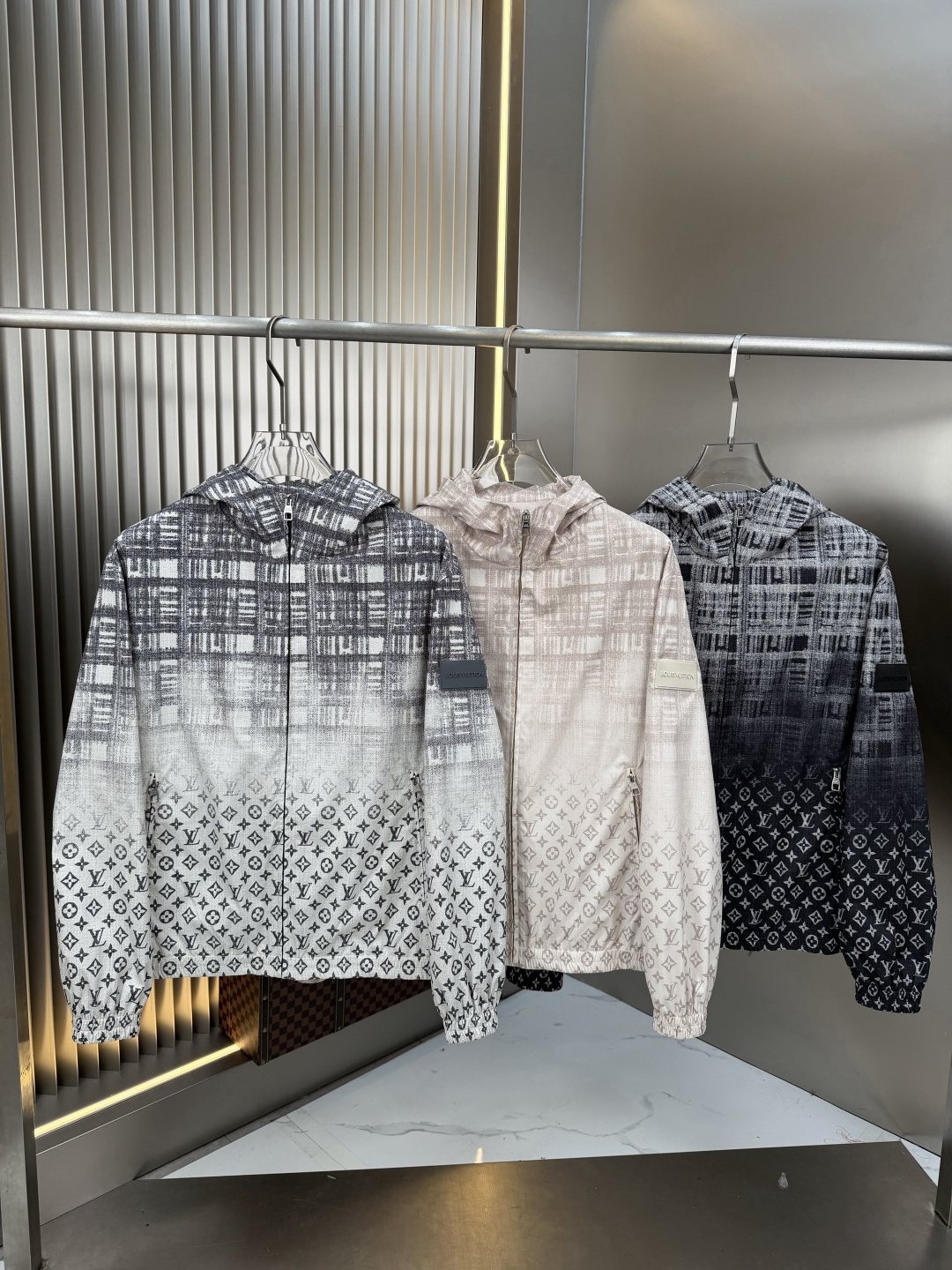 LV Gradient Panel Hooded Jacket — comparison