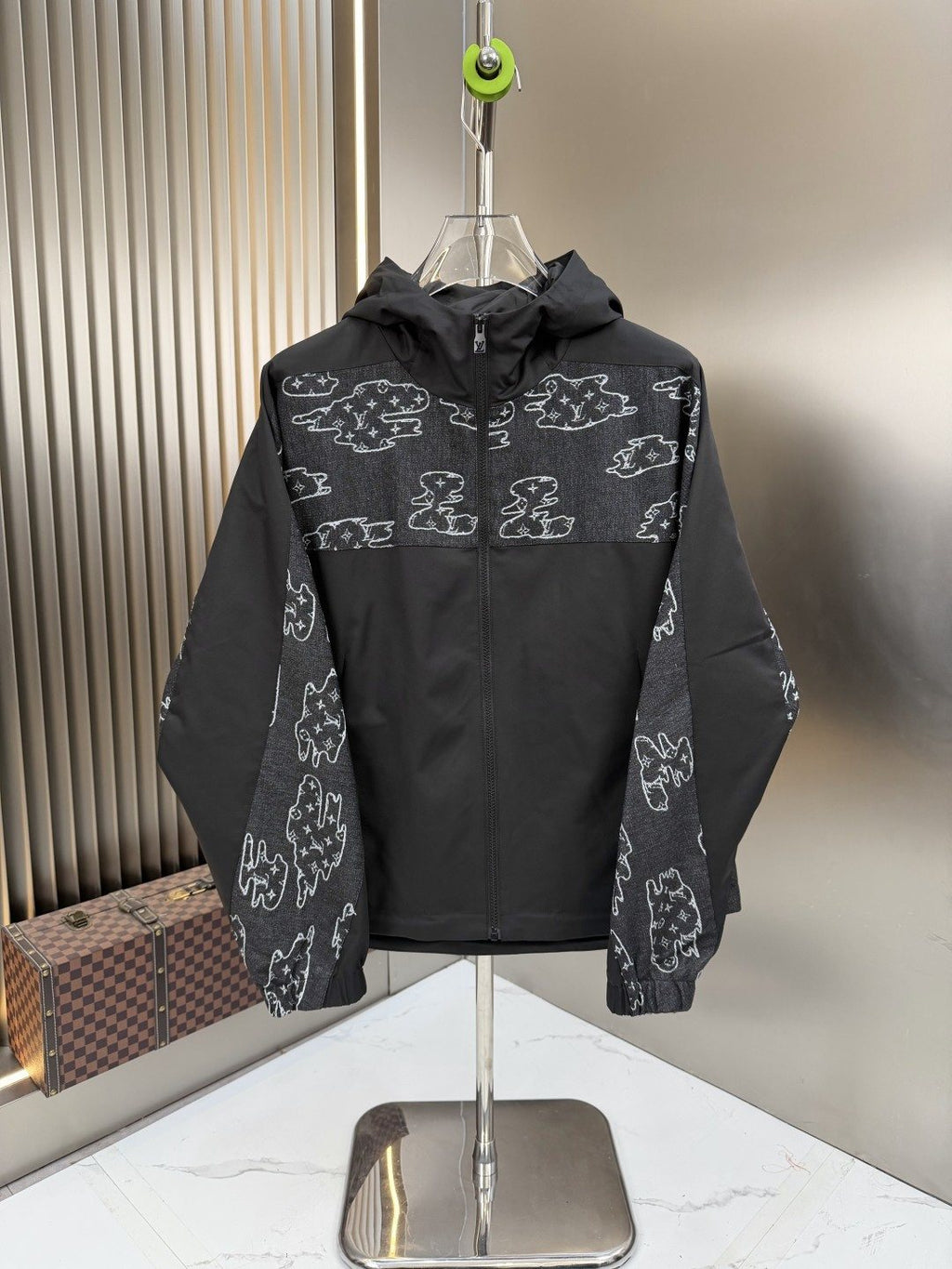 LV Hooded Cloud-Panel Zip Jacket — hero