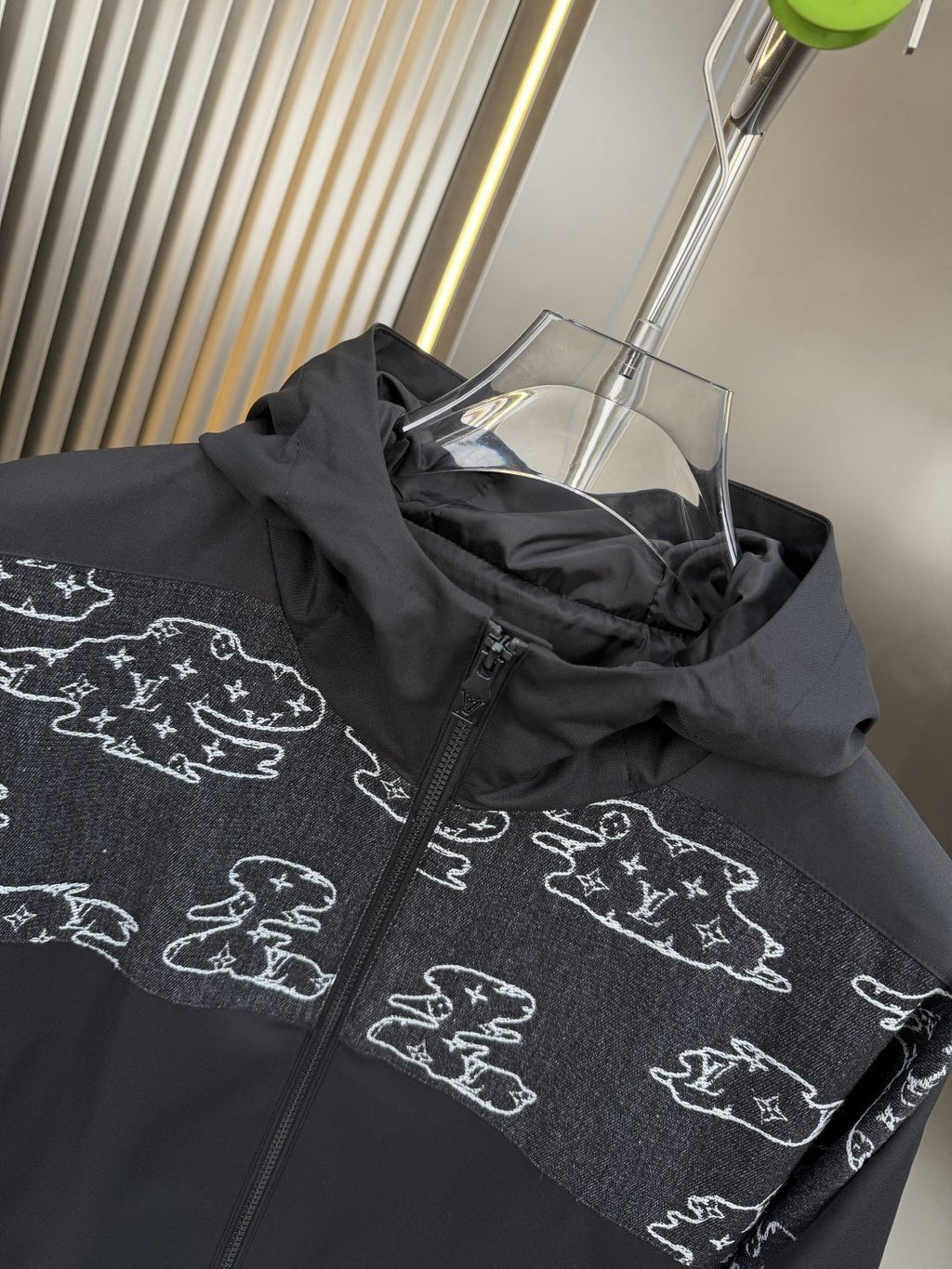 LV Hooded Cloud-Panel Zip Jacket — detail