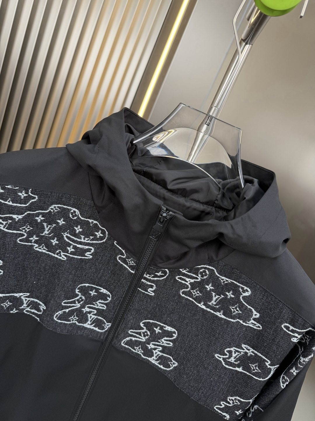 LV Hooded Cloud-Panel Zip Jacket — detail