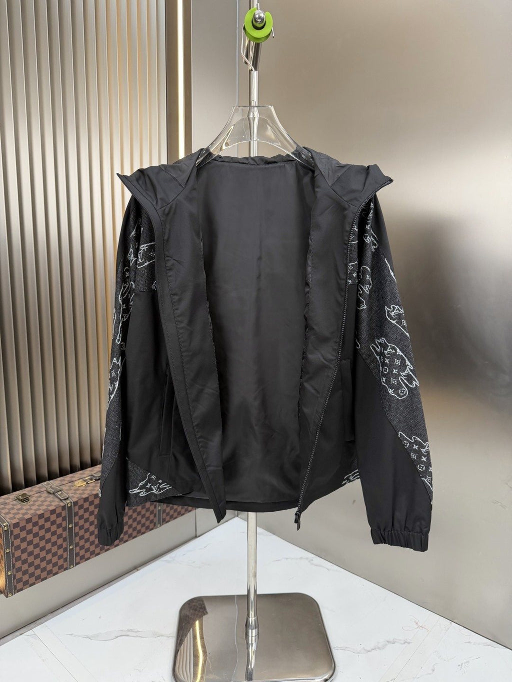 LV Hooded Cloud-Panel Zip Jacket — detail