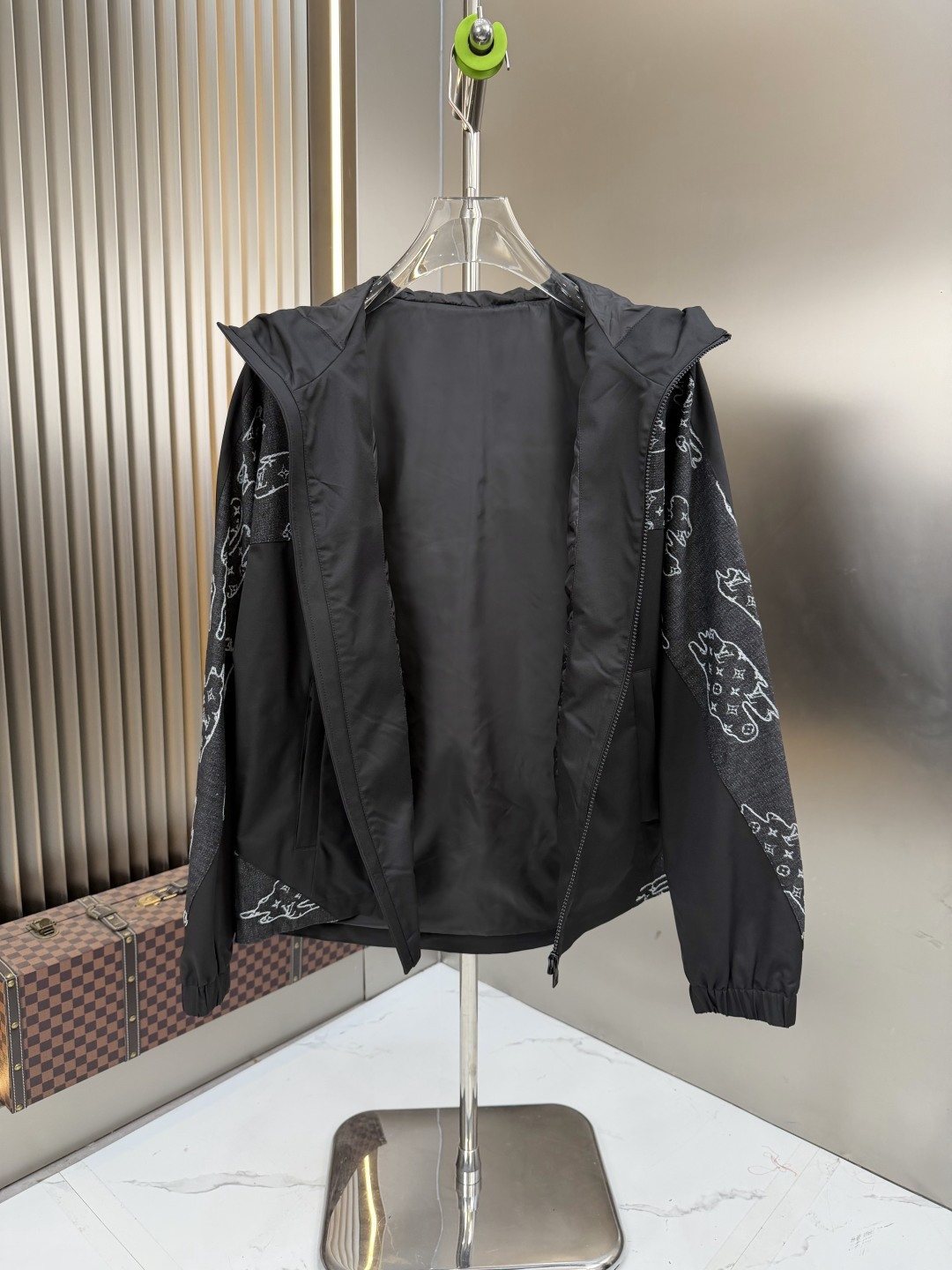 LV Hooded Cloud-Panel Zip Jacket — detail