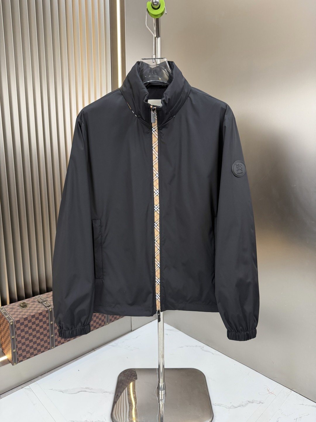 2026 Original Jacket Black Check-Trim Hooded Jacket — hero