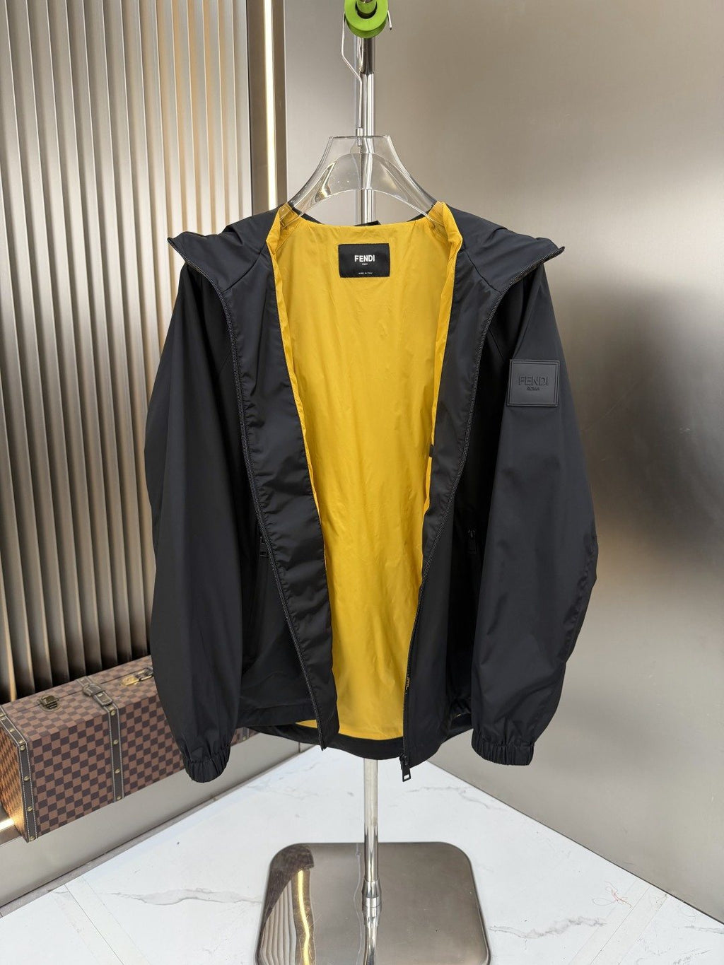 Fendi Black Hooded Zip-Front Jacket — detail