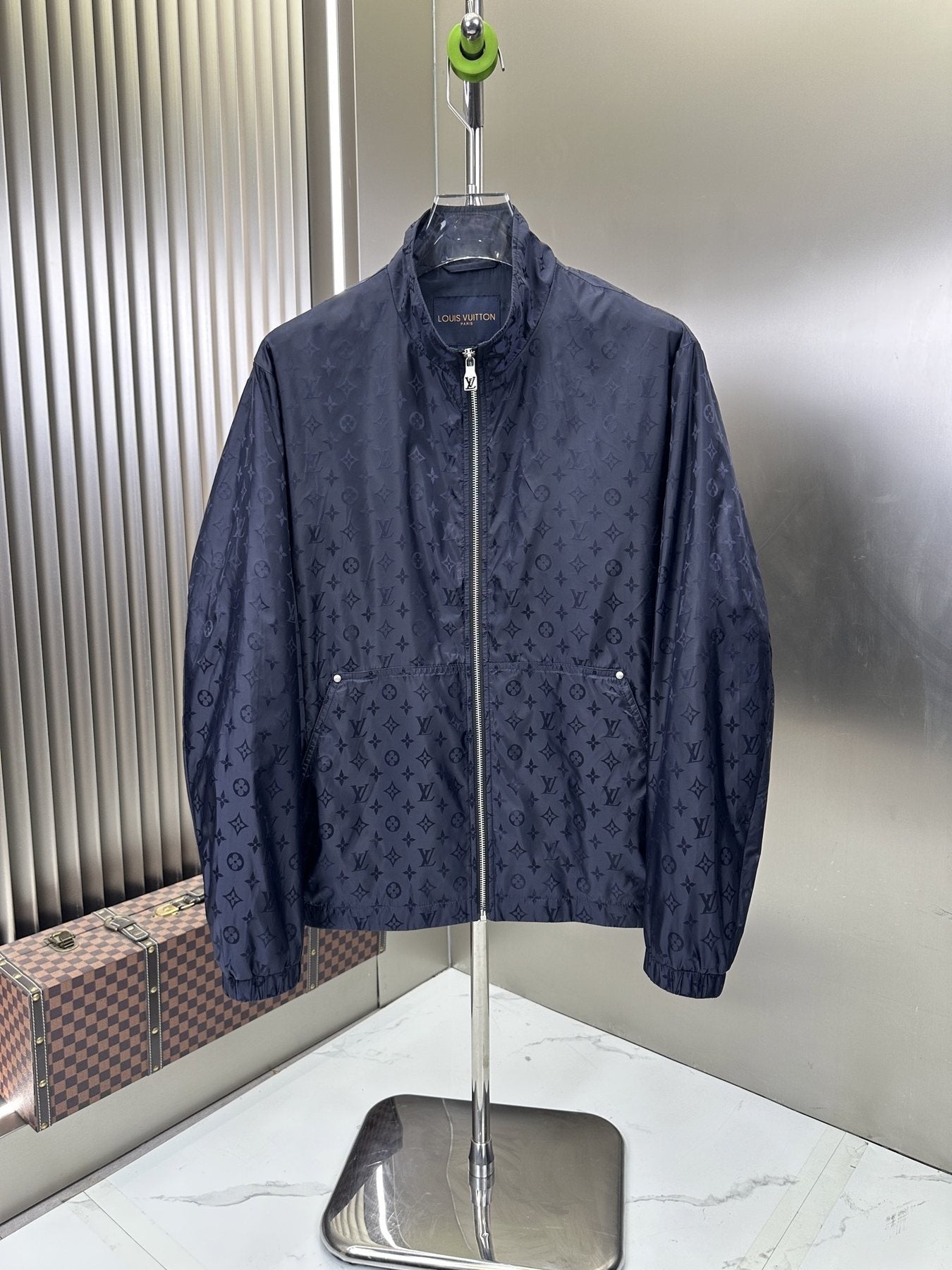LV All-Over Monogram Zip-Front Jacket — front