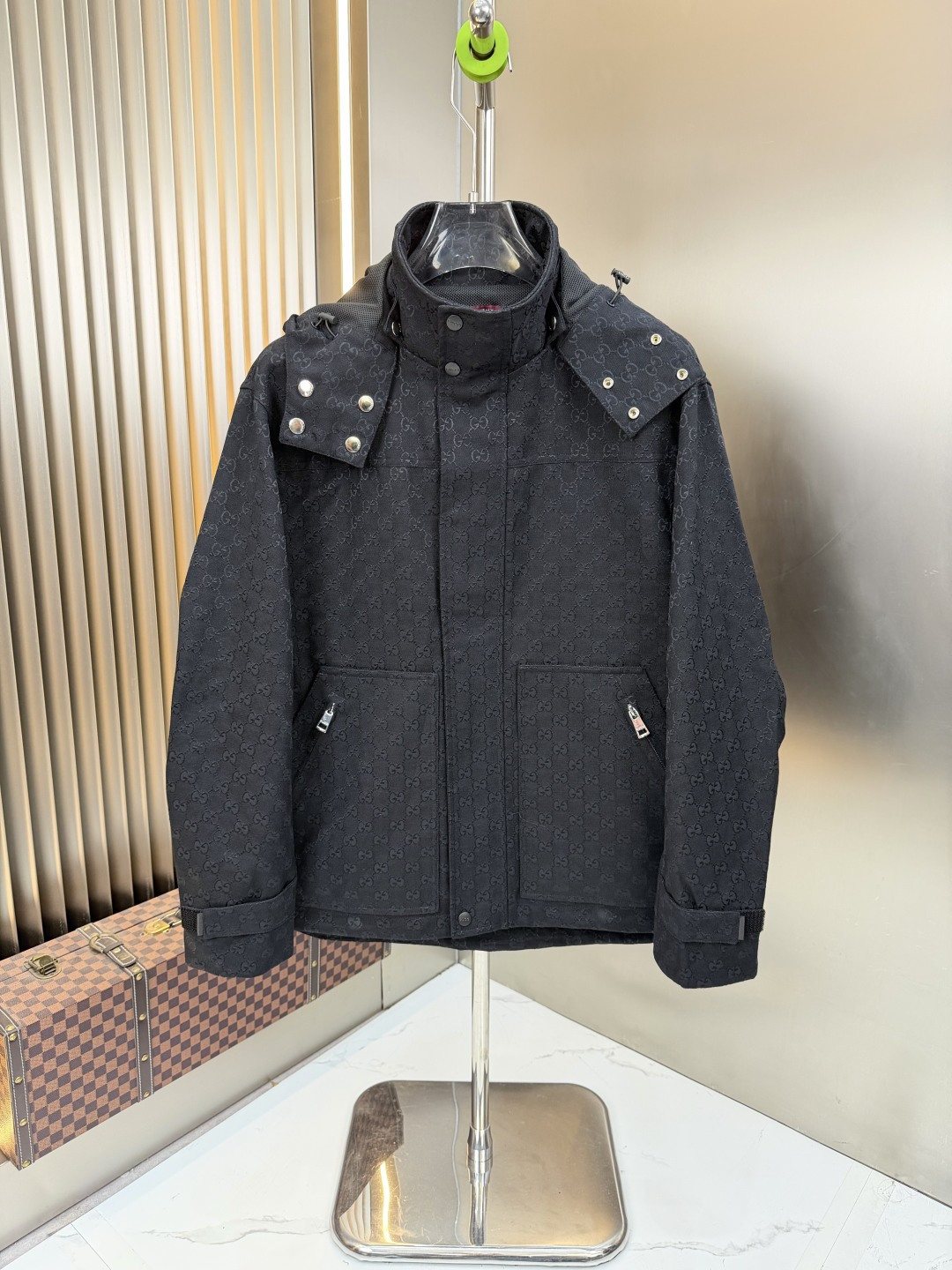 2026 Original Jacket Black Tonal Monogram Hooded Jacket — hero