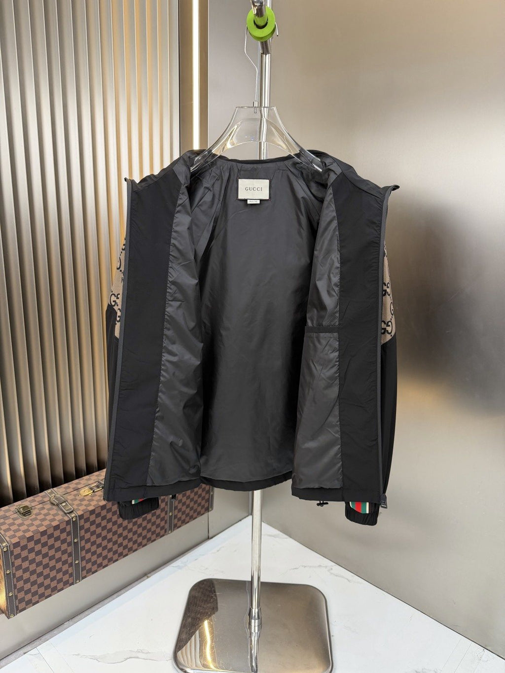 2026 Original Jacket Beige Monogram Color-Block Jacket — neck_label