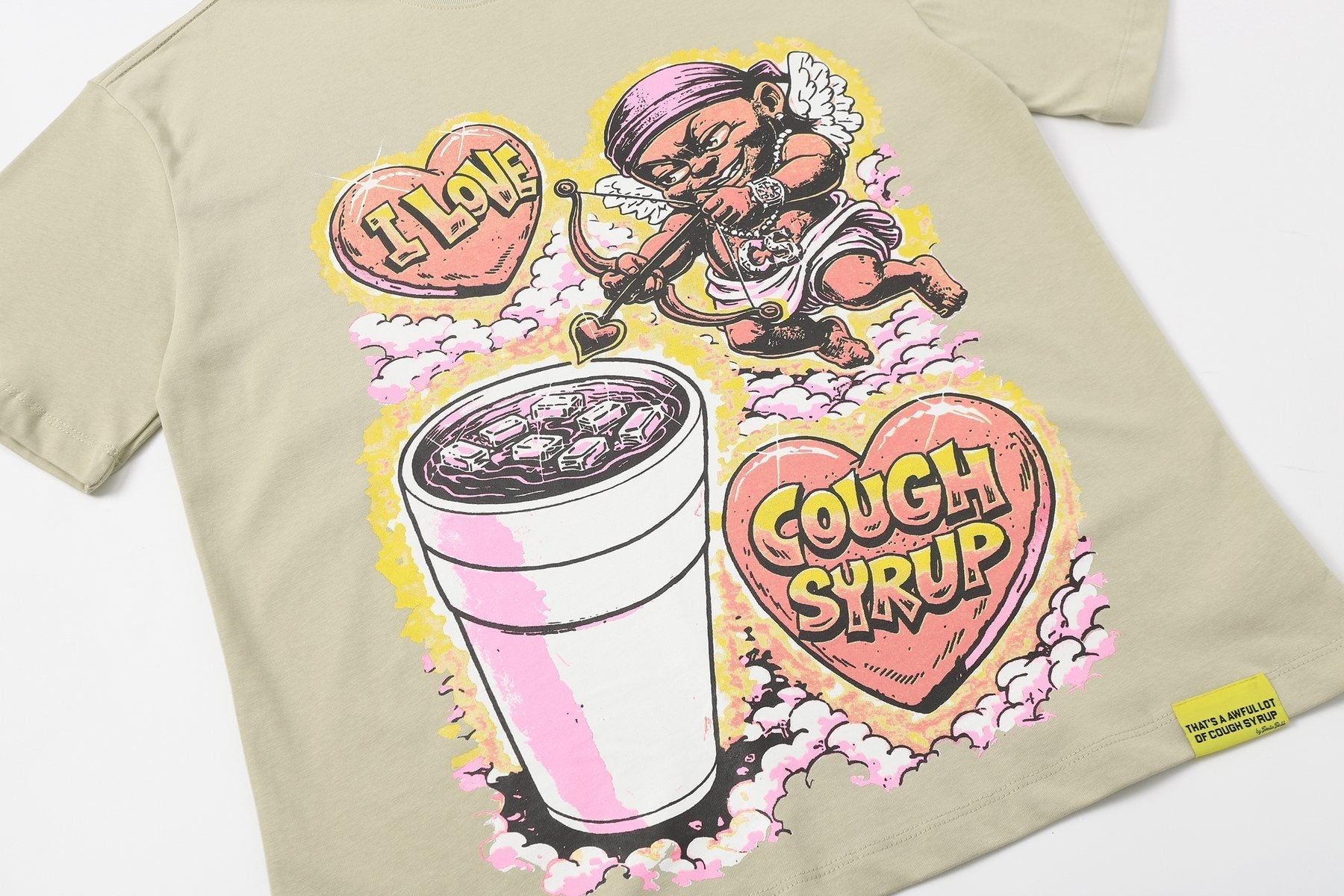 That's A Awful Lot Of Cough Syrup Cupid Graphic T-Shirt — detail