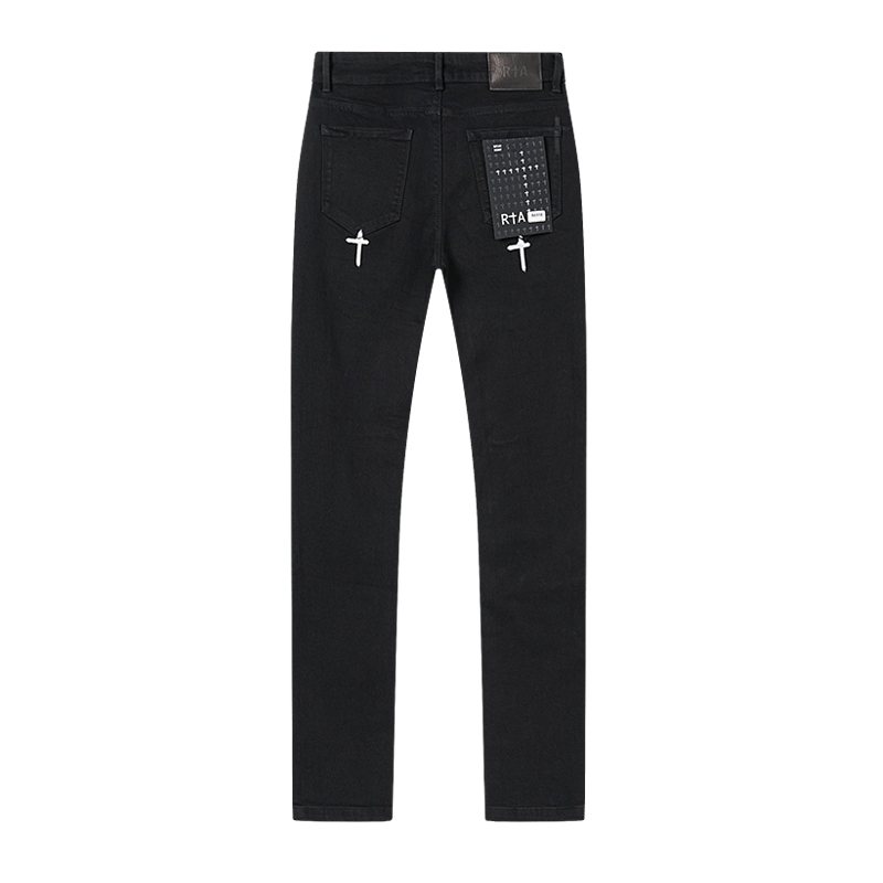 R+A Black Cross Graphic Jeans — back