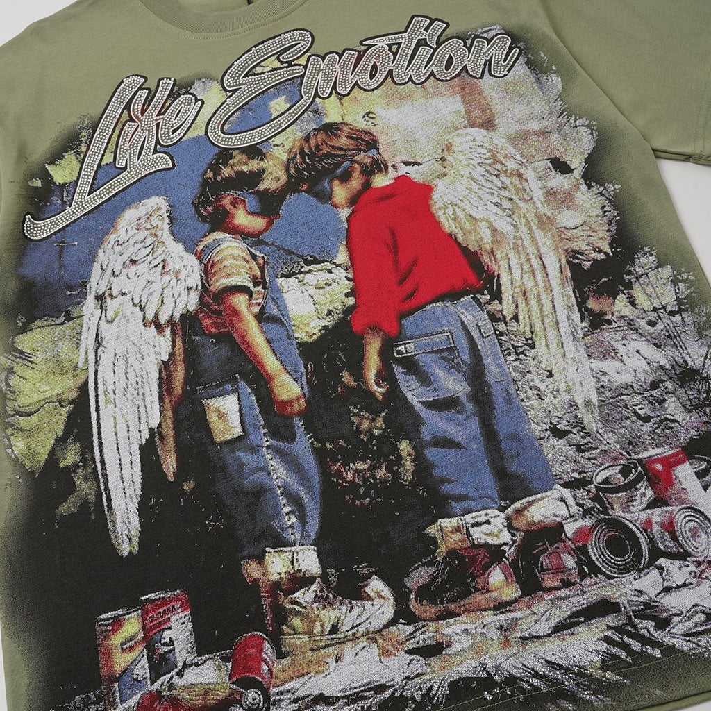 MIXED EMOTION Rhinestone Graphic T-Shirt — detail
