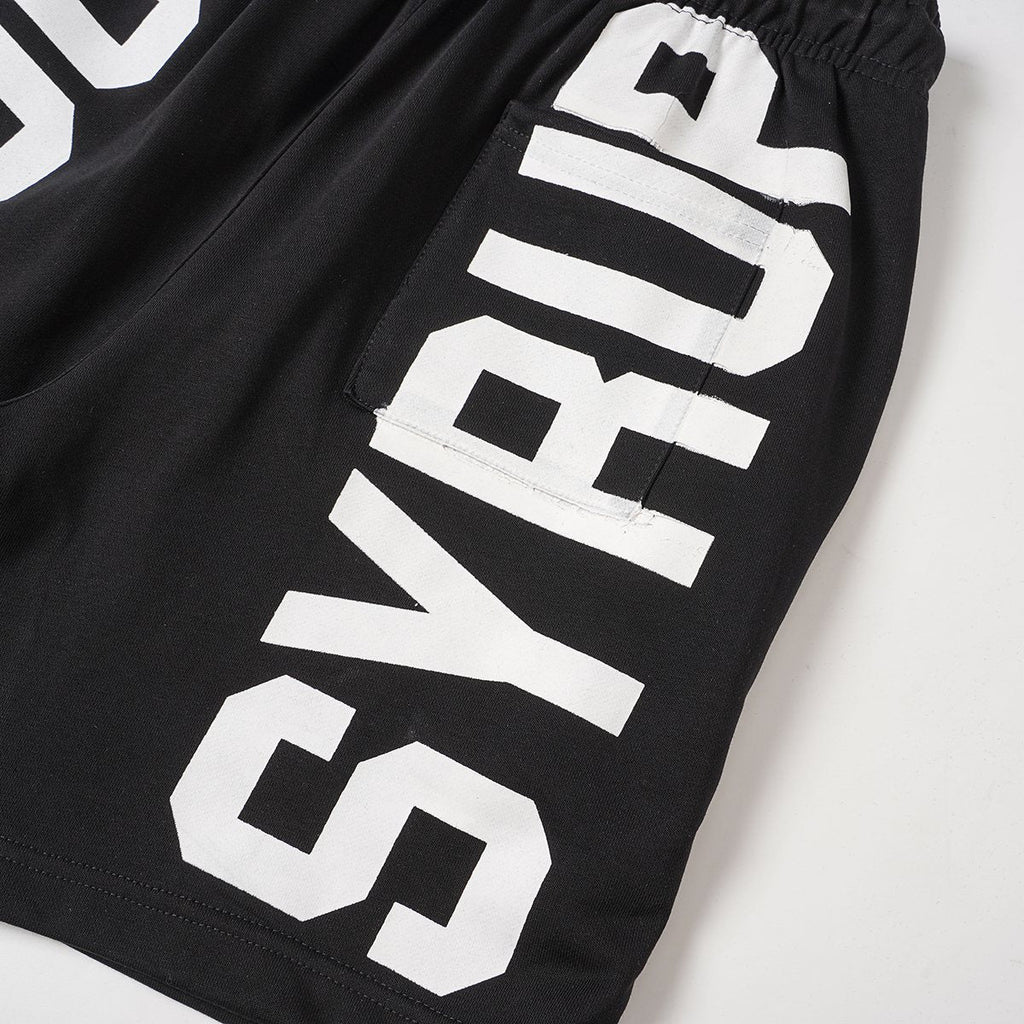 THAT'S A AWFUL LOT OF COUGH SYRUP Black Graphic Shorts — detail