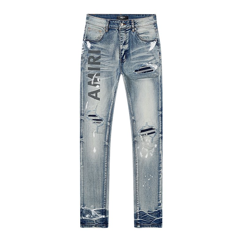 AMIRI Distressed Light Blue Jeans — front